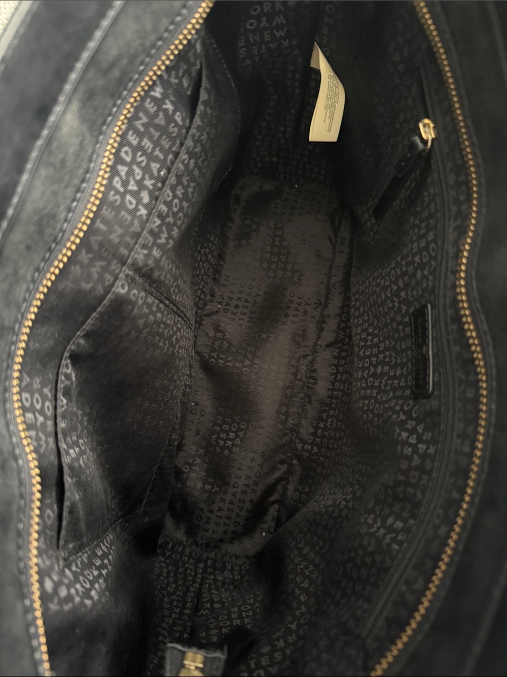 kate spade Black Leather Tote with Gold Logo - Picture 4 of 5